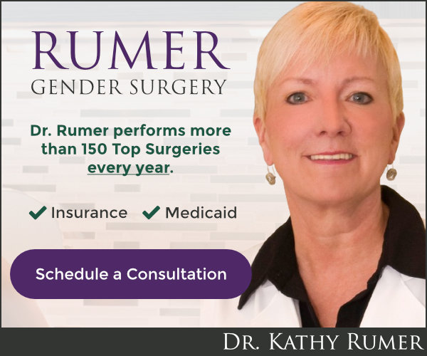 Dr. Kathy Rumer performs 150+ Top Surgeries a year. Click here to learn more.
